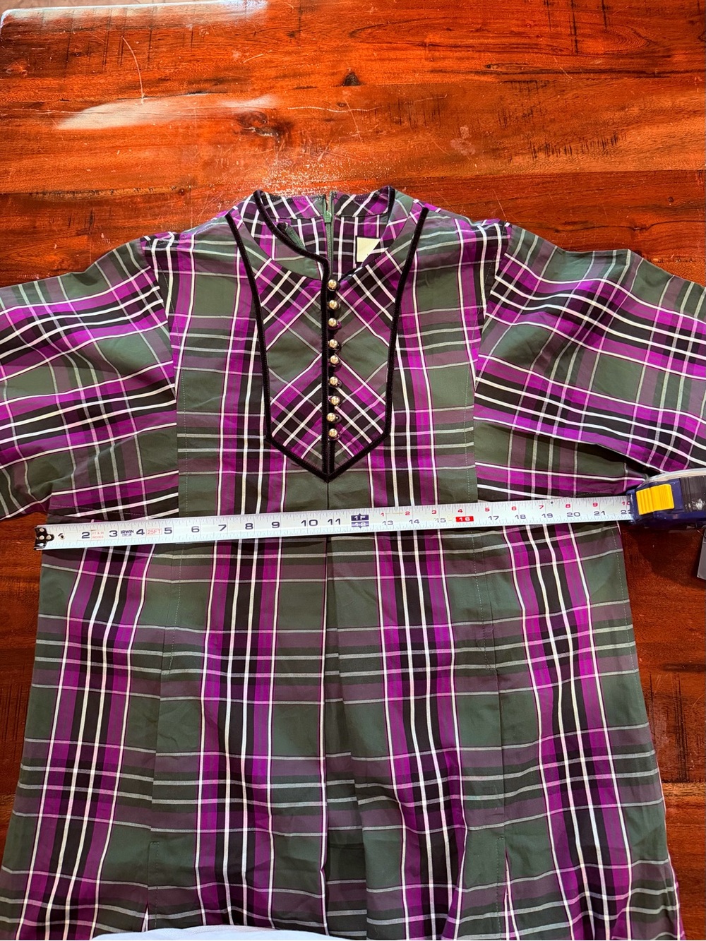Tuckernuck Green and Purple Plaid Midi Dress - Picture 6 of 6